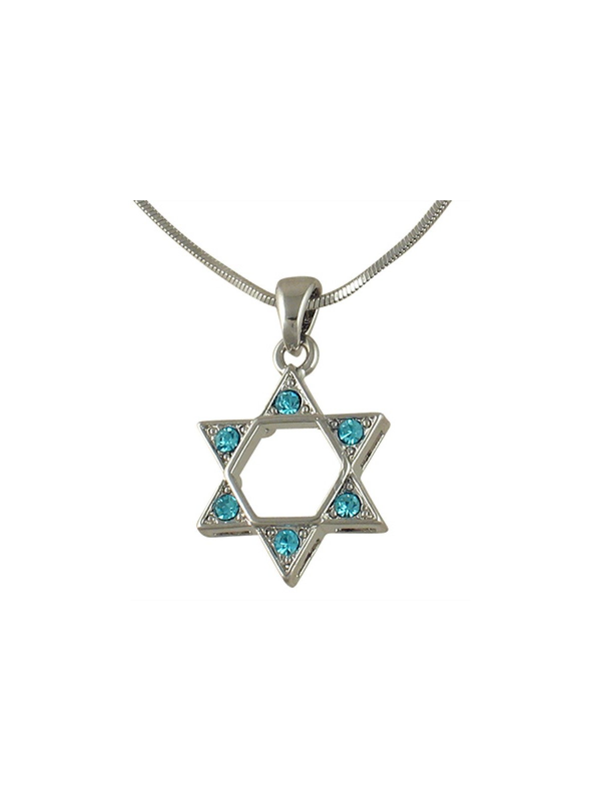 Rhodium Star of David Pendant Necklace Co... | Jewish Gift from Israel