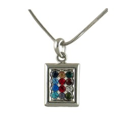 Rhodium Pendant Necklace Colorful Twelve Tri... | Hoshen - Breastplate