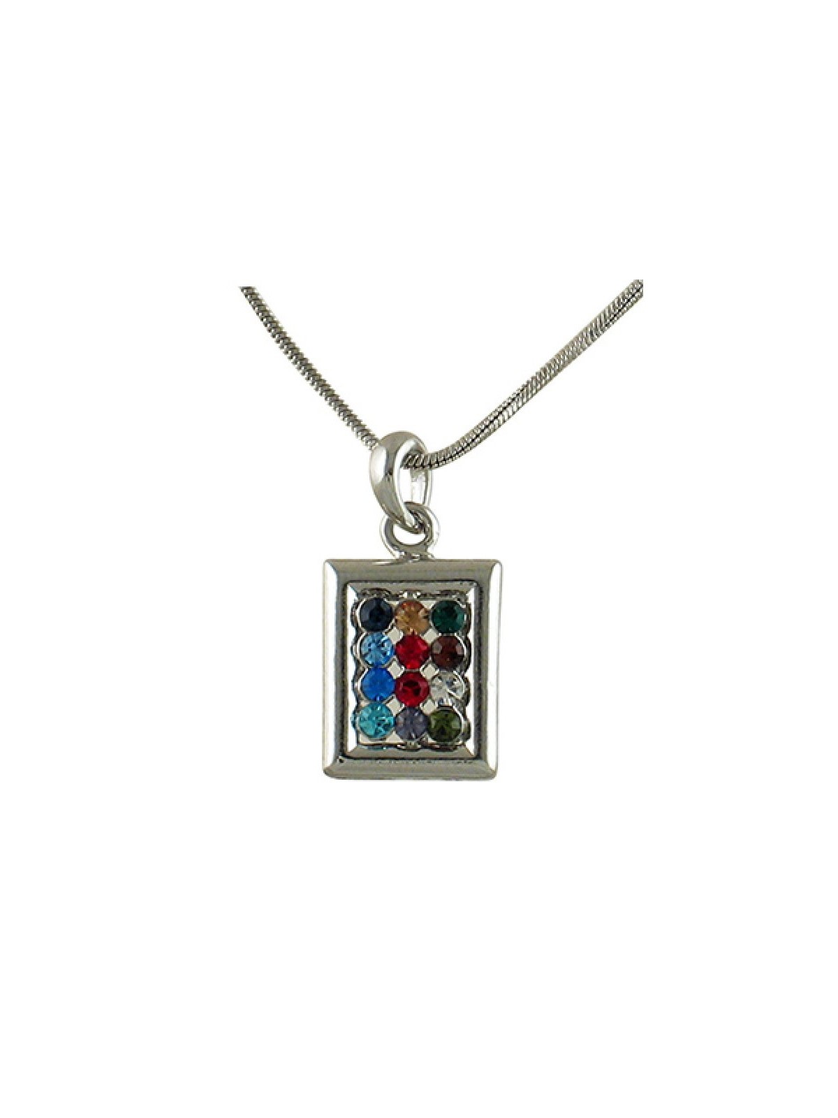 Collier pendentif rhodium coloré douze tri... | Hoshen - Cuirasse