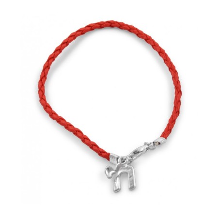 Red Cord Kabbalah Bracelet Silver Chai Charm | Jewish Gift from Israel