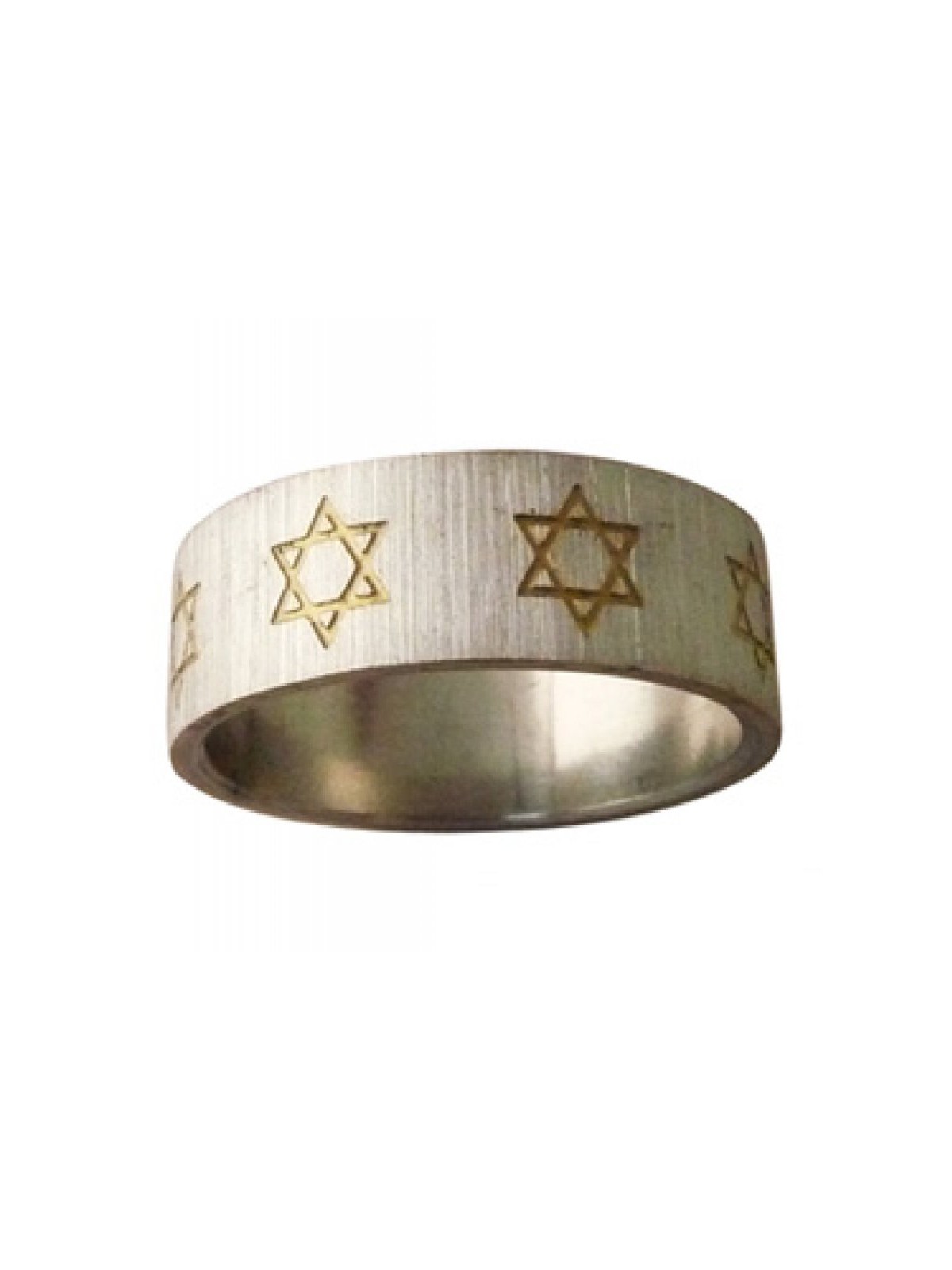 Stainless Steel Ring with Gold Star of David | Jewish Rings