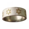 Stainless Steel Ring with Gold Star of David | Jewish Rings