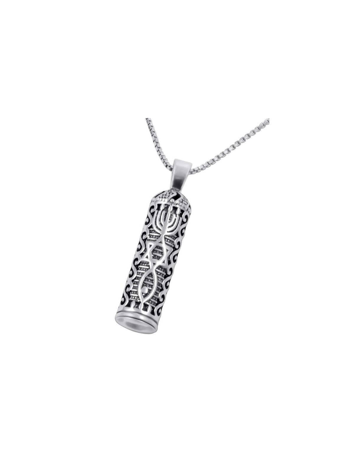 Pendentif collier Mezouza greffé en argent sterling... | Cadeau juif d'Israël