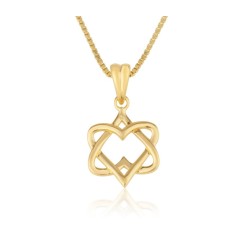 14k Gold Pendant Necklace with Interlock... | 14k Gold Judaica Jewelry