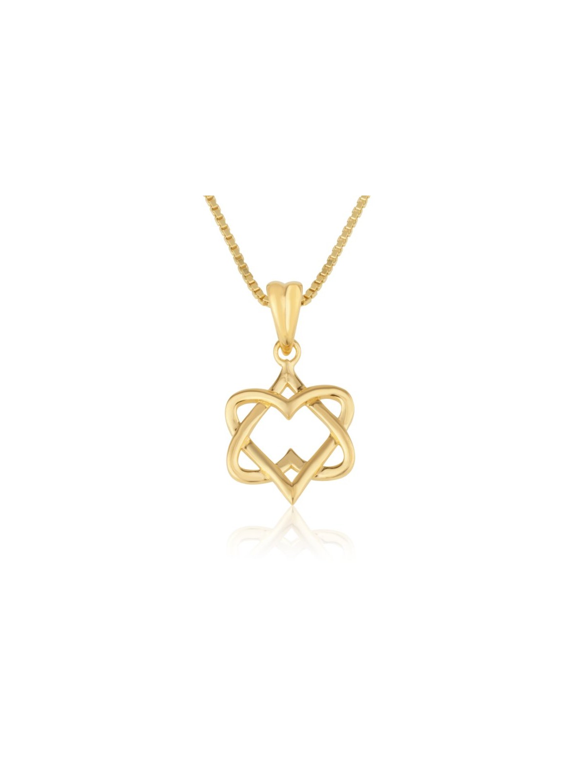 Collier pendentif en or 14 carats avec interlock... | Bijoux Judaica en or 14 carats