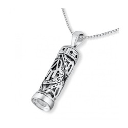 Mezuzah Necklace Pendant in Sterling Silv... | Jewish Gift from Israel