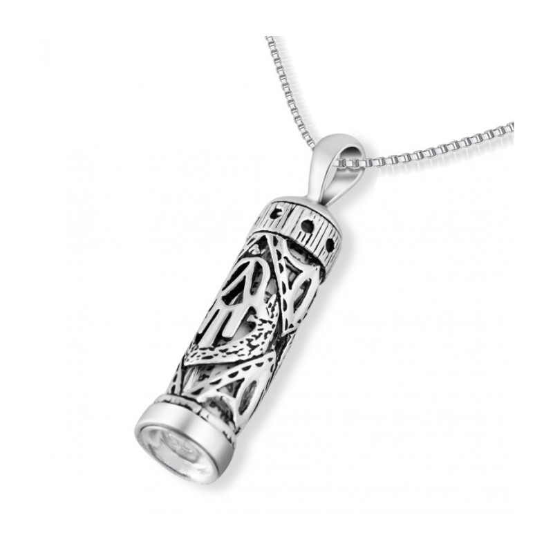 Mezuzah Necklace Pendant in Sterling Silv... | Jewish Gift from Israel