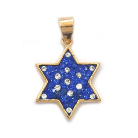 Pendentif Étoile de David Pierre Bleue et Zircon... | Cadeau juif d'Israël