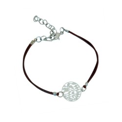 Black Cord Bracelet with Rhodium Shema Yi... | Jewish Gift from Israel