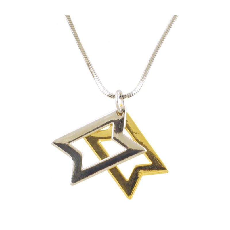 Rhodium Two tone 2 Layer Star of David Ne... | Jewish Gift from Israel