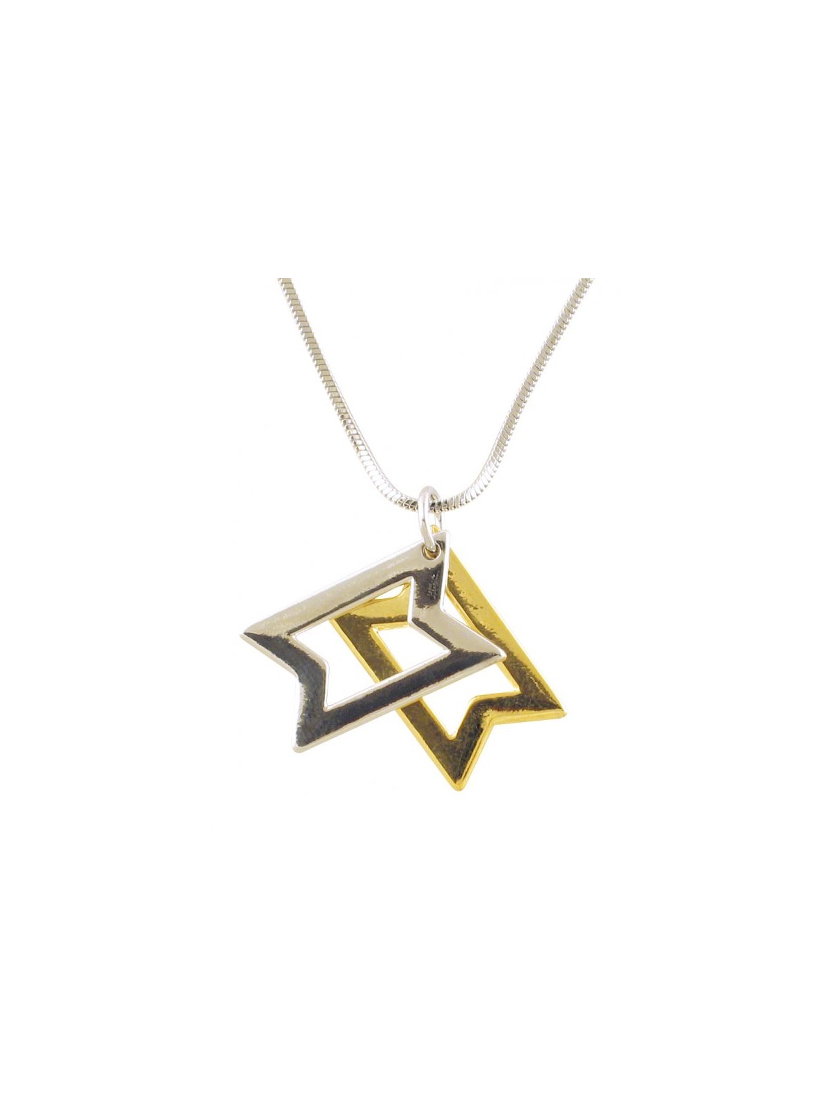 Rhodium Two tone 2 Layer Star of David Ne... | Jewish Gift from Israel