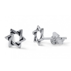 Boucles d'oreilles à tige étoile de David en argent sterling 925 | Boucles d'oreilles
