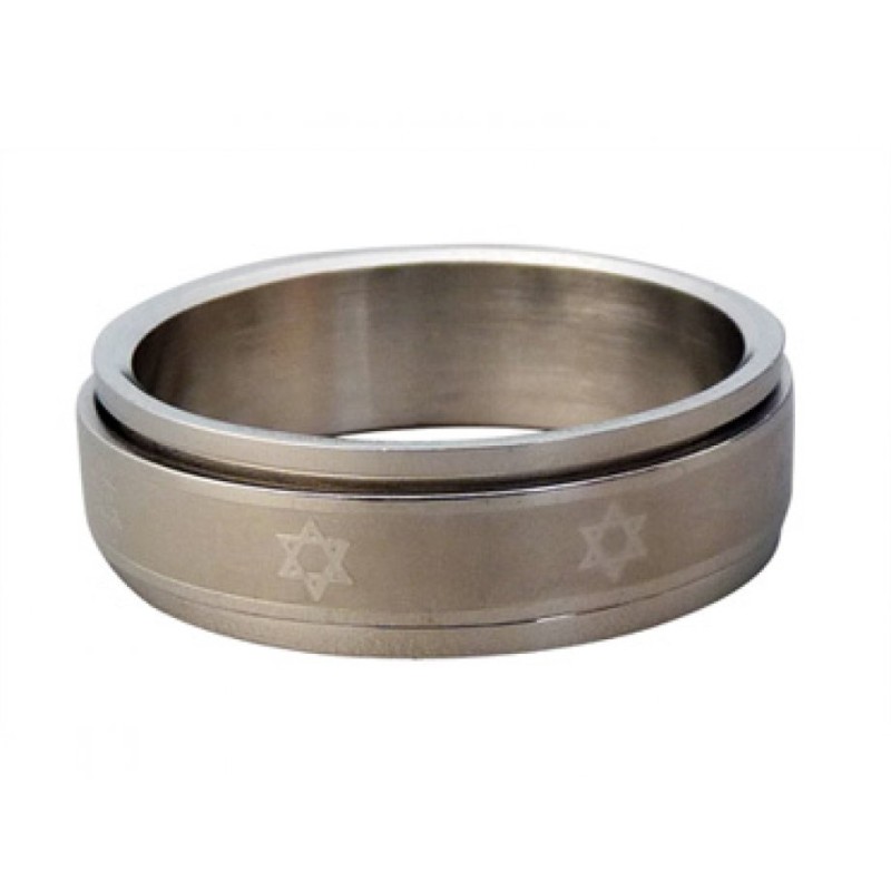 Bague étoile de David tournante en acier inoxydable | Anneaux juifs