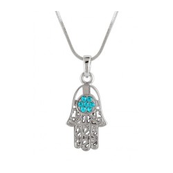 Collier Hamsa avec pierres turquoise | Collier Hamsa