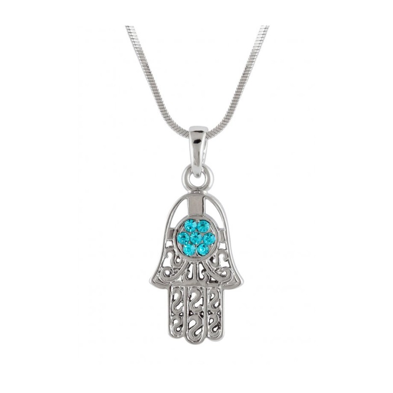 Hamsa Necklace with Turquoise Stones | Hamsa Necklace
