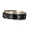 Stainless Steel Black Revolving Star of David Ring | Jewish Rings