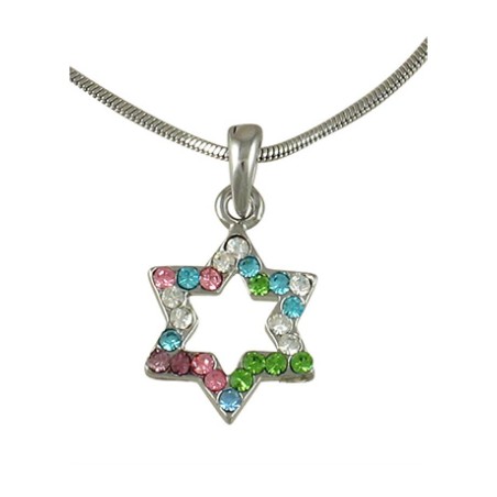 Etoile de David avec pierres multicolores Rhod... | Cadeau juif d'Israël