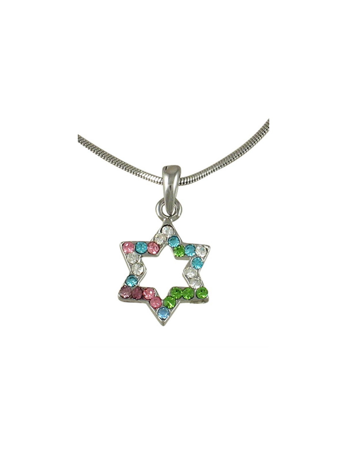 Star of David with multicolor stones Rhod... | Jewish Gift from Israel