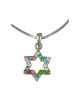 Star of David with multicolor stones Rhod... | Jewish Gift from Israel