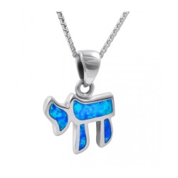 Chai Necklace Hebrew Letter Opal Stone ... | Chai Necklaces & Pendants