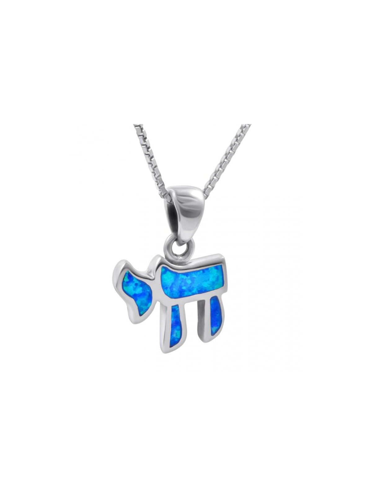 Chai Necklace Hebrew Letter Opal Stone ... | Chai Necklaces & Pendants