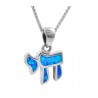 Chai Necklace Hebrew Letter Opal Stone ... | Chai Necklaces & Pendants