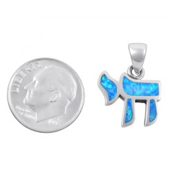 Chai Necklace Hebrew Letter Opal Stone ... | Chai Necklaces & Pendants