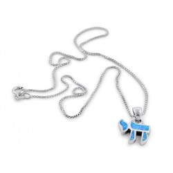 Chai Necklace Hebrew Letter Opal Stone ... | Chai Necklaces & Pendants