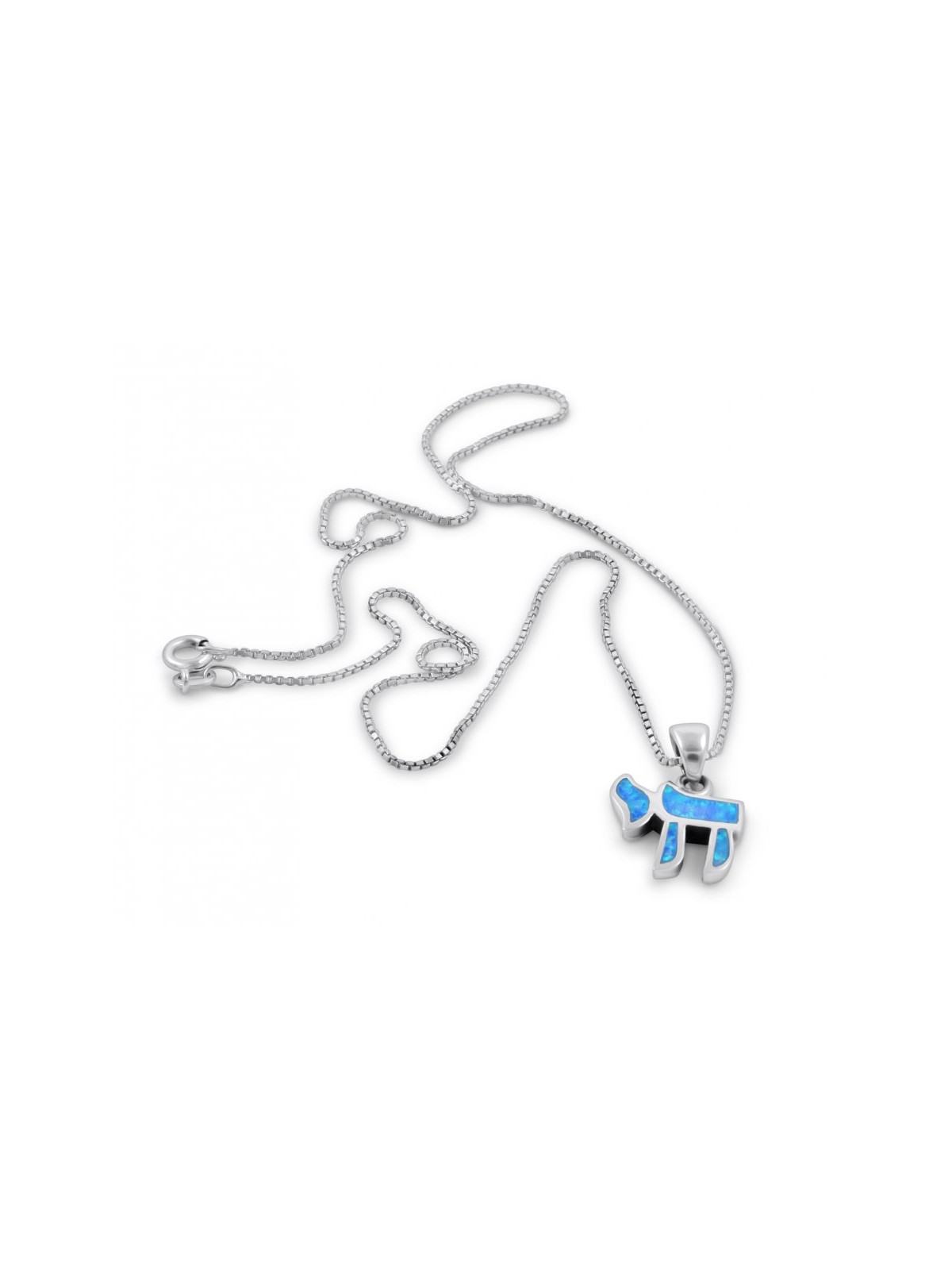 Chai Necklace Hebrew Letter Opal Stone ... | Chai Necklaces & Pendants
