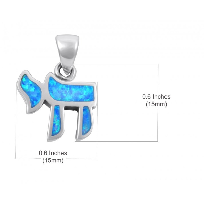 Chai Necklace Hebrew Letter Opal Stone ... | Chai Necklaces & Pendants