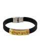 Black Rubber Wristband Bracelet with Gold... | Israeli Fashion Jewelry