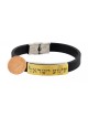 Black Rubber Wristband Bracelet with Gold... | Israeli Fashion Jewelry