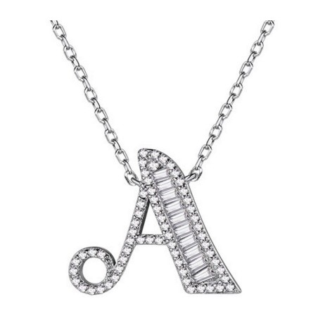 Sterling Silver Initial Letter Pendant Ne... | Israeli Fashion Jewelry