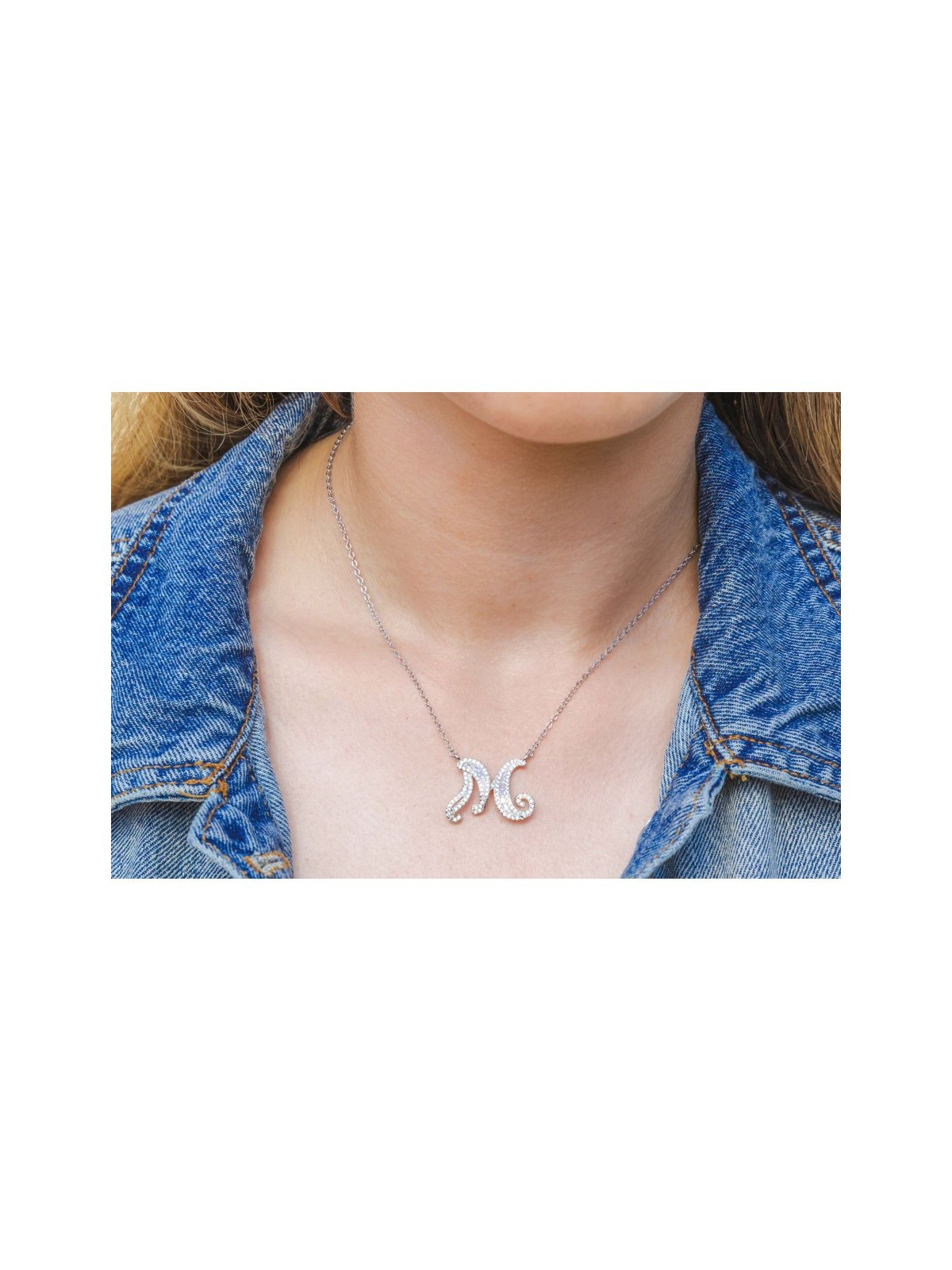 Pendentif lettre initiale en argent sterling Ne... | Bijoux de mode israéliens