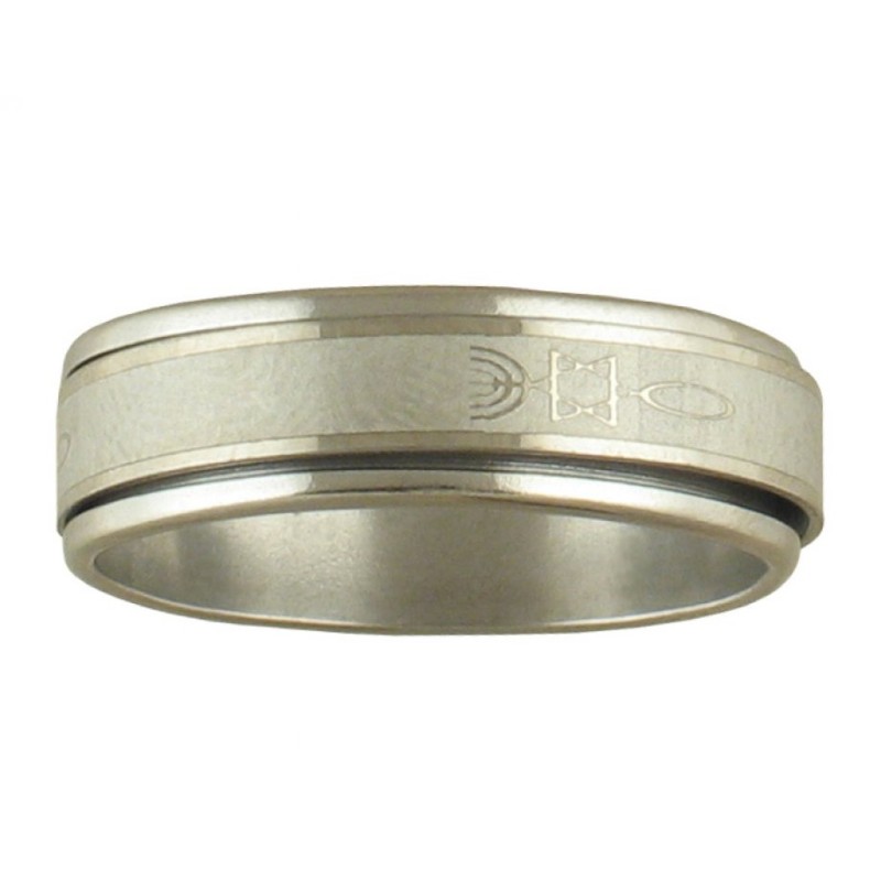 Stainless Steel Revolving Fish Ring | Jewish Rings