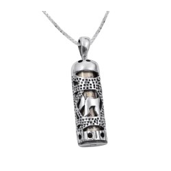 Mezuzah Necklace Pendant in Sterling Silv... | Jewish Gift from Israel