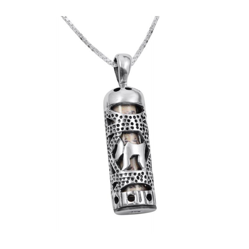 Mezuzah Necklace Pendant in Sterling Silv... | Jewish Gift from Israel