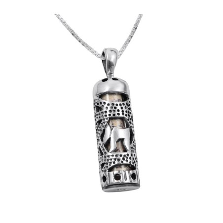 Mezuzah Necklace Pendant in Sterling Silv... | Jewish Gift from Israel