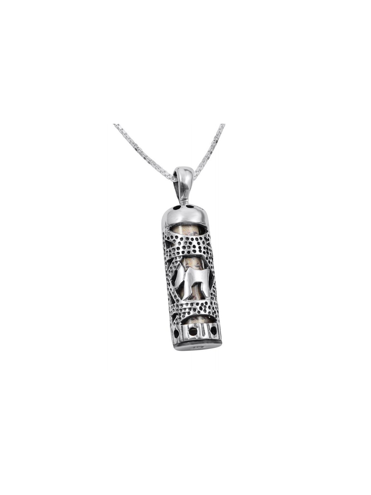 Mezuzah Necklace Pendant in Sterling Silv... | Jewish Gift from Israel
