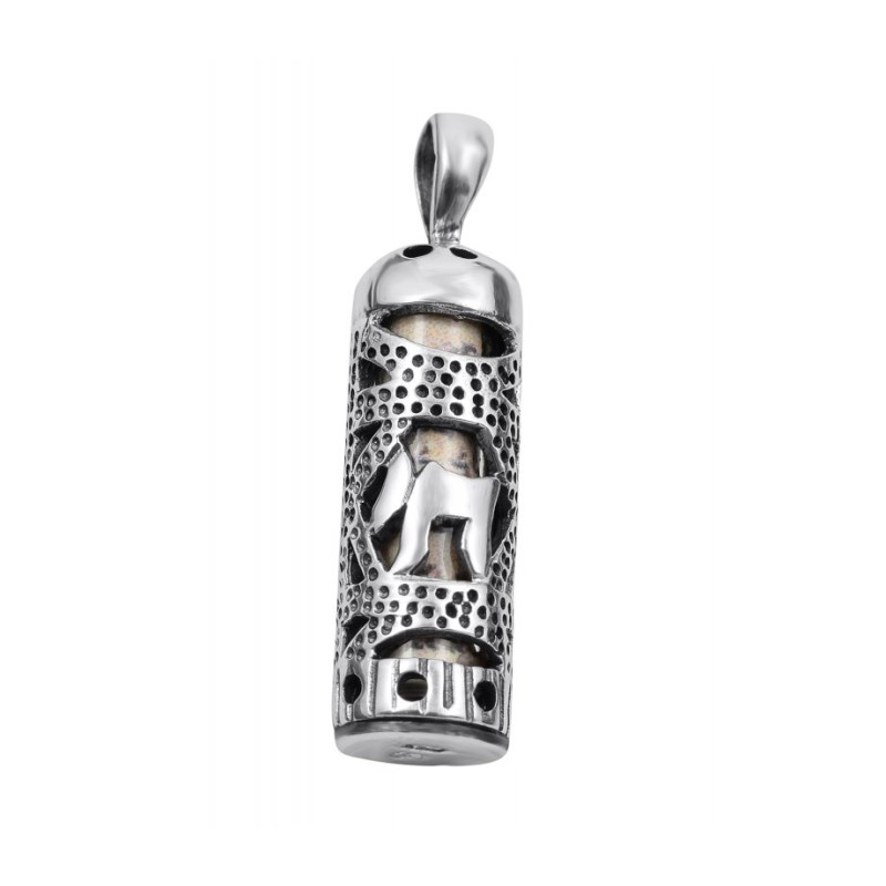 Collier pendentif Mezouza en argent sterling... | Cadeau juif d'Israël