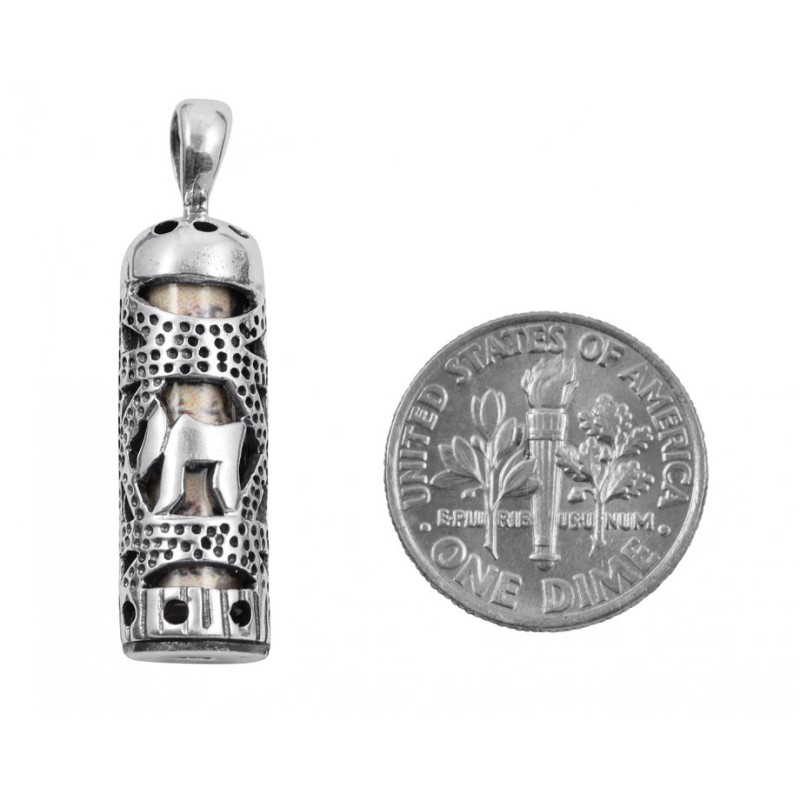Collier pendentif Mezouza en argent sterling... | Cadeau juif d'Israël
