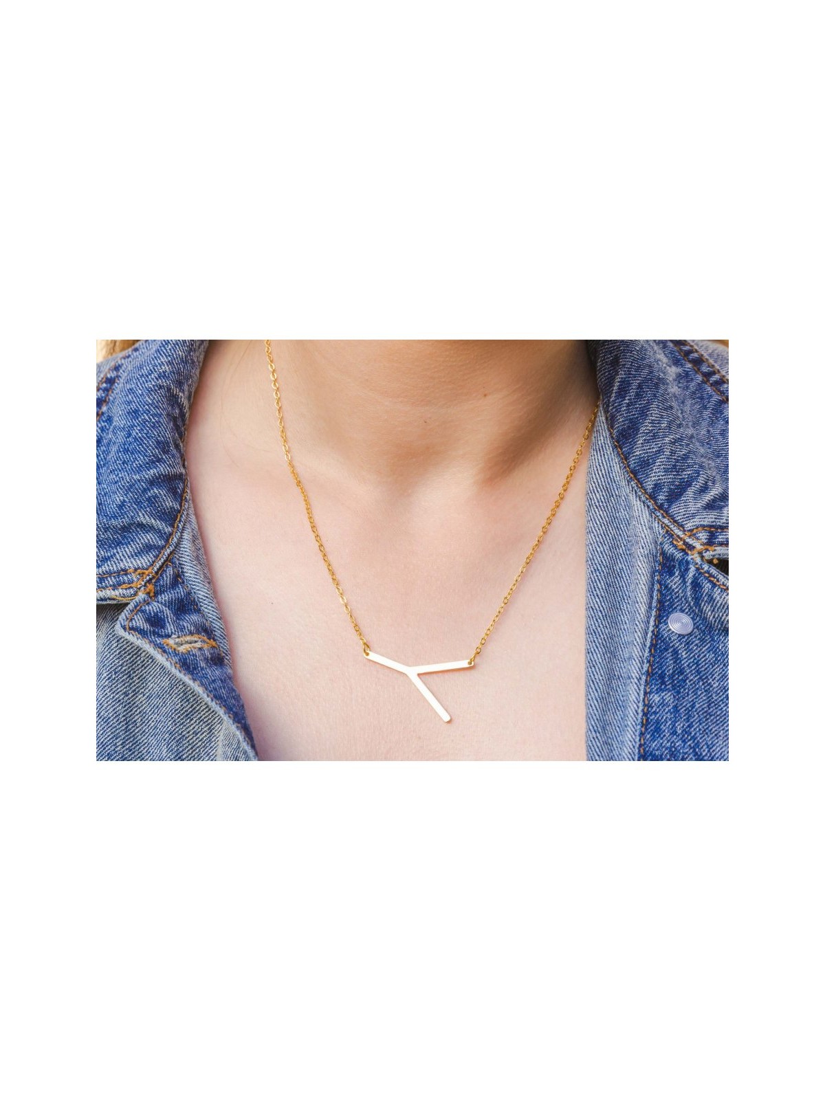 Collier latéral en acier inoxydable plaqué or... | Bijoux de mode israéliens