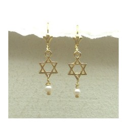 Star of David Earrings with Pearl by Edita | Earrings