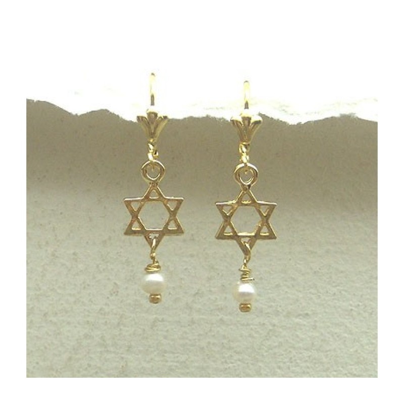 Star of David Earrings with Pearl by Edita | Earrings
