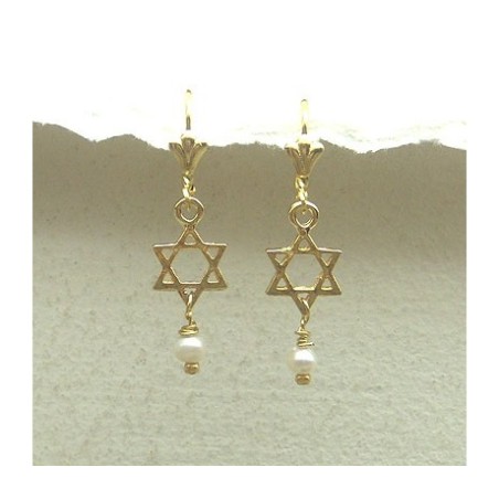 Star of David Earrings with Pearl by Edita | Earrings