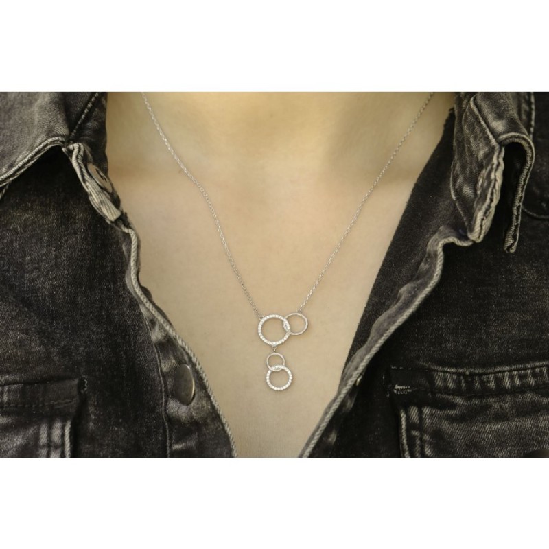Collier en argent sterling Quatre connexions... | Bijoux de mode israéliens
