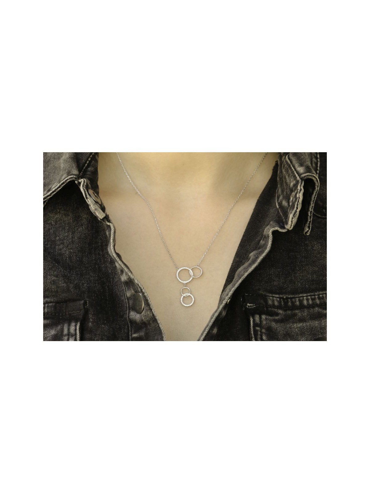 Sterling Silver Necklace Four Connecting ... | Israeli Fashion Jewelry