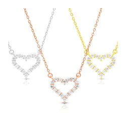 Sterling Silver Necklace with Zircon Hear... | Israeli Fashion Jewelry