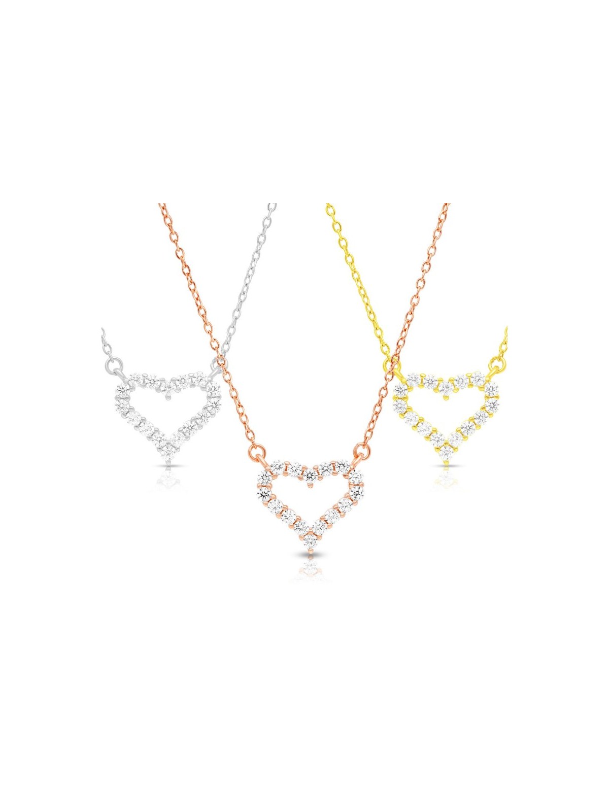 Sterling Silver Necklace with Zircon Hear... | Israeli Fashion Jewelry