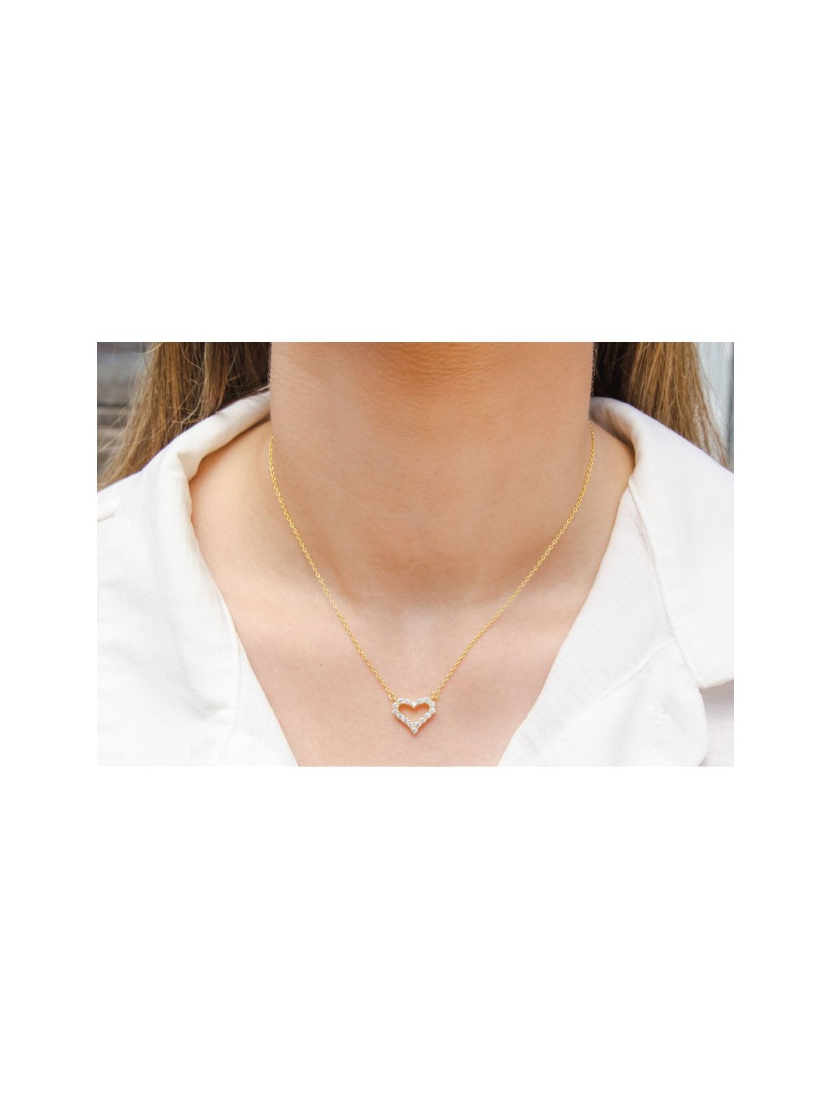 Collier en argent sterling avec cœur en zircon... | Bijoux de mode israéliens